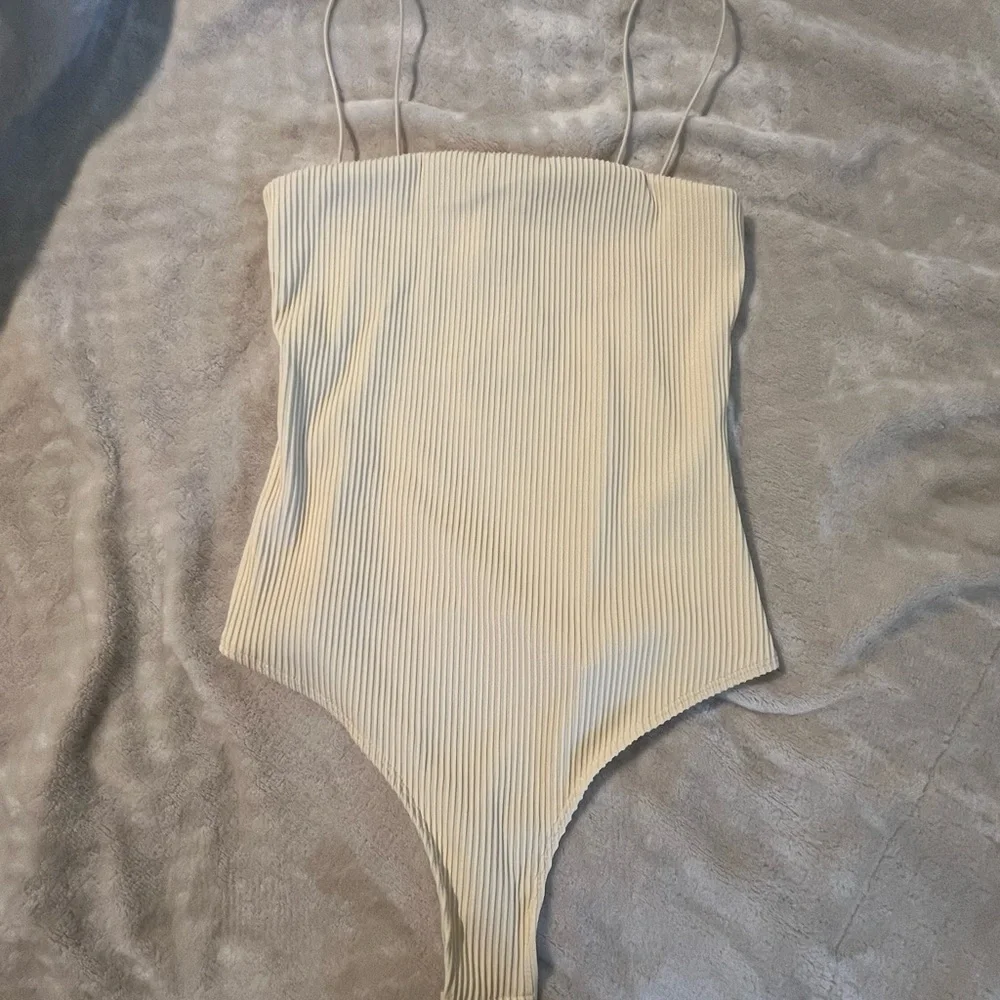 Cream Ribbed One Piece - Picture 1 of 3